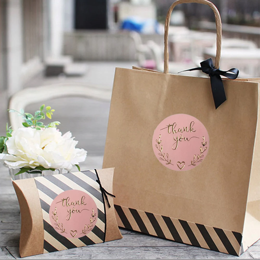 500 шт. 1 дюйм розовые бронзирующие наклейки спасибо украшение на свадьбу