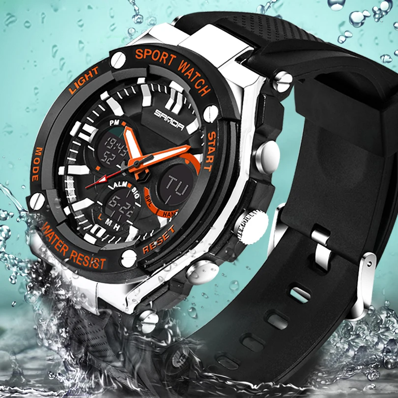 

Fashion Sanda Sport Watch Men Military Waterproof Top Brand Luxury Date Calendar Digital Quartz Wristwatch Relogio Masculino 733