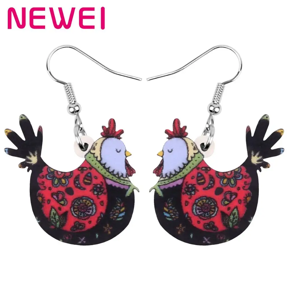 NEWEI акриловые висячие серьги в форме курицы совы ферма животное Висячие