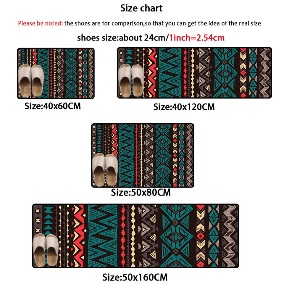 Зелено-черный набор ковриков для кухни и спальни в геометрическом и цветочном стиле, винтажный ковер для двери, антискользящие ковры.