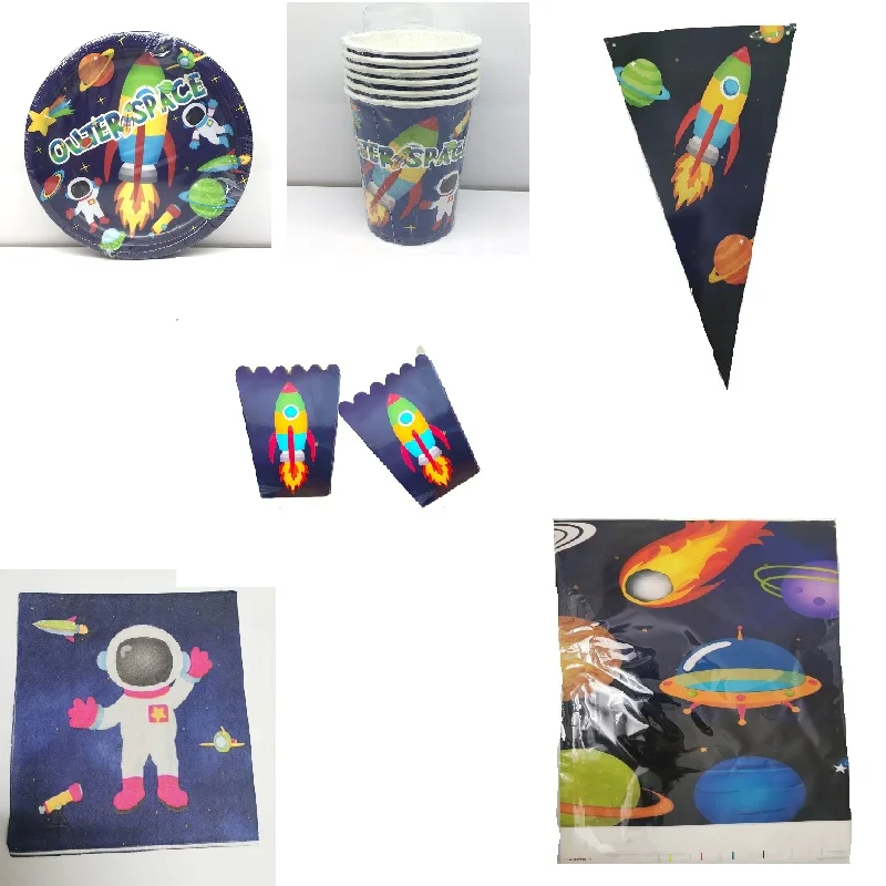Космос планета вечерние посуда детская День рождения украшения одноразовые