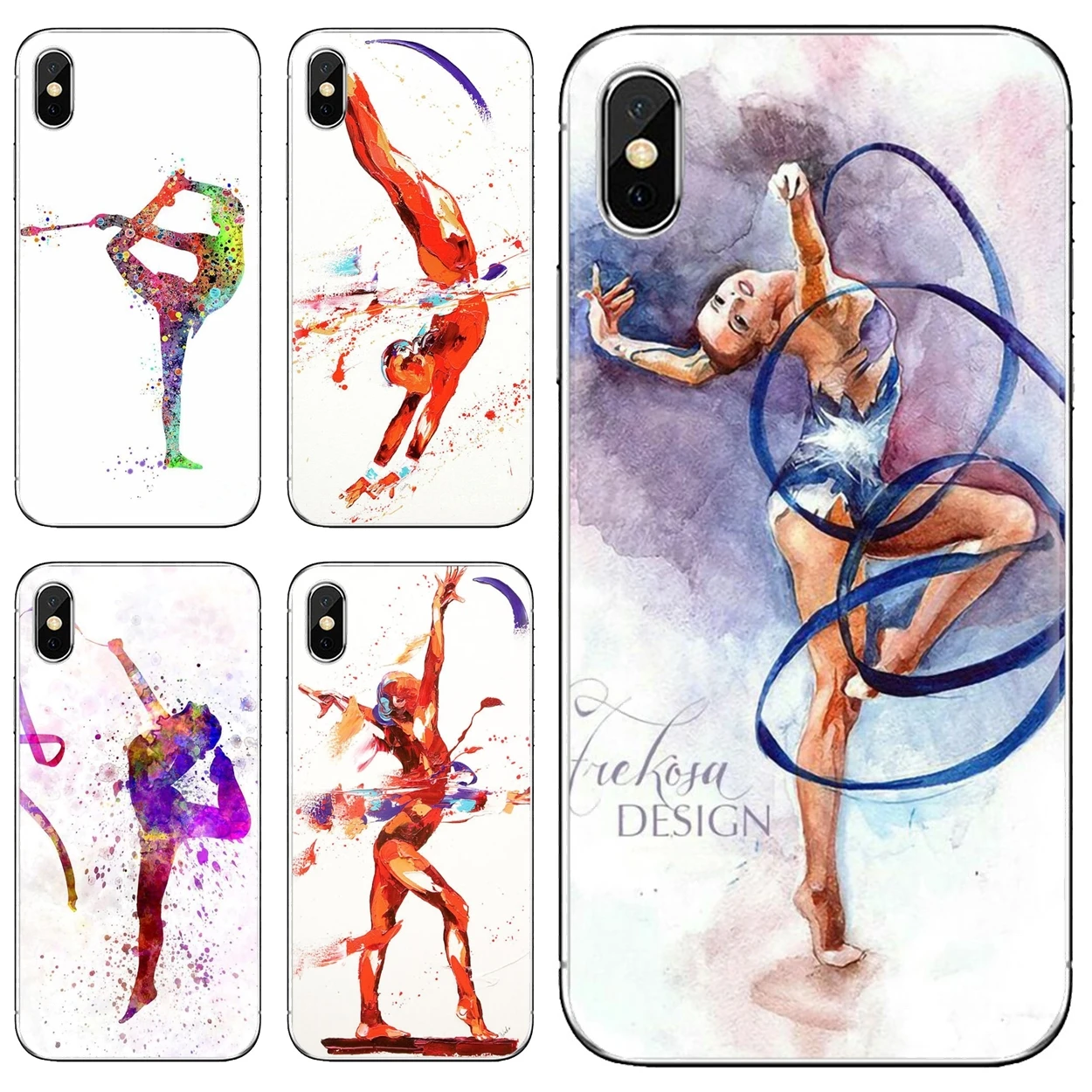 Мягкий чехол из ТПУ с цветной лентой и гимнастическим движением для Huawei P8 P9 P10 P20 P30