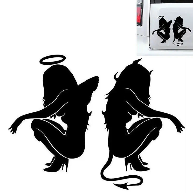 1 шт. черный белый цвет отражающий автомобиль стиль Дьявол Ангел наклейка на