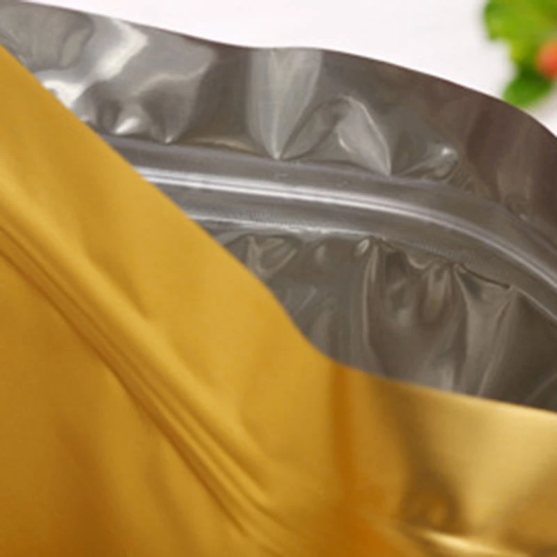 

100Pcs Gloden Aluminum Foil Packaging Bags Mylar Foil Golden Zipper Packing Pouches Self Sealing Sanck Pack Bag