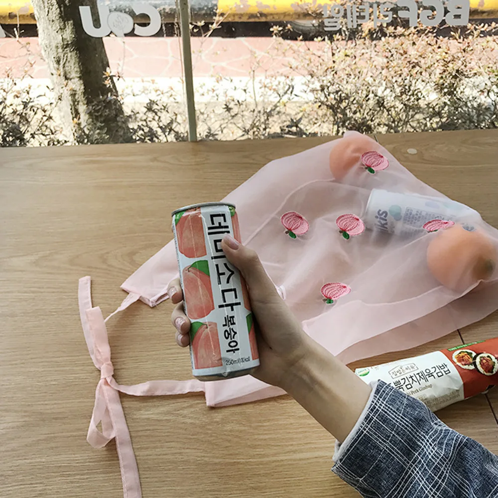 Женская прозрачная сумка-тоут из органзы тканевая пляжная сумка с вышивкой