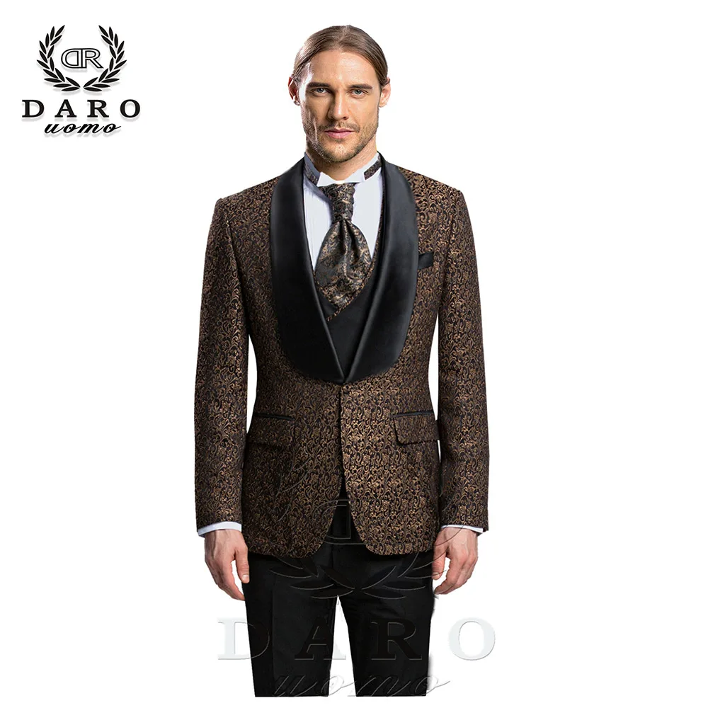 DRV-8859-11 DARO, новинка, мужской костюм, 3 предмета, смокинг, приталенный, синий, серый, белый, для свадебного платья, костюмы, Блейзер, брюки и жилет, DR8859 - Цвет: DRV-8859-11
