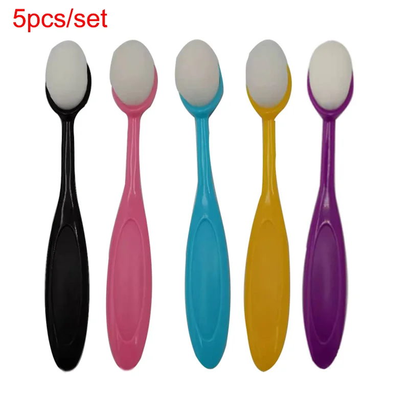 

5pcs Colorful Blender Brushes Smooth Blending Brushes Foundation Makeup Blush Brushes Flexible Makeup Tools With Lid