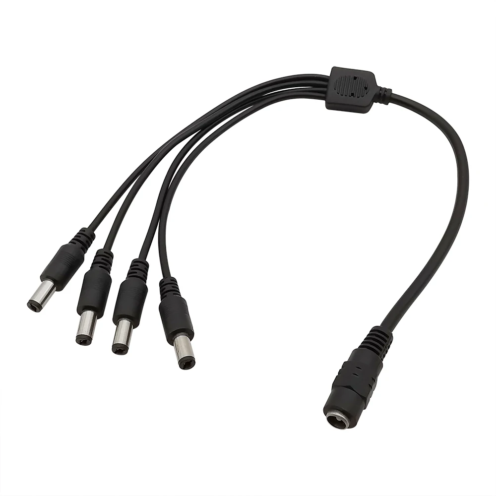 

5,5x2,1 мм DC 1 гнездовой разъем на 4 штекера стандартный кабель-соединитель Адаптер для камеры видеонаблюдения светодиодная ленсветильник