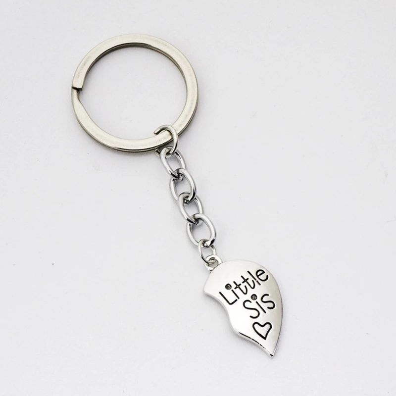 

2 PCS Heart Broken Keyring Keychain Big Sis Little Sis for Sister Best Friends 91AF