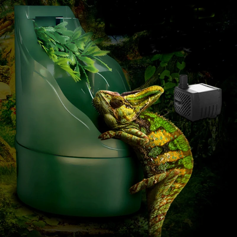 Top-Reptile Drinking Water Fountain Lizard Chameleon Dispenser Terrarium Habitats US Plug |