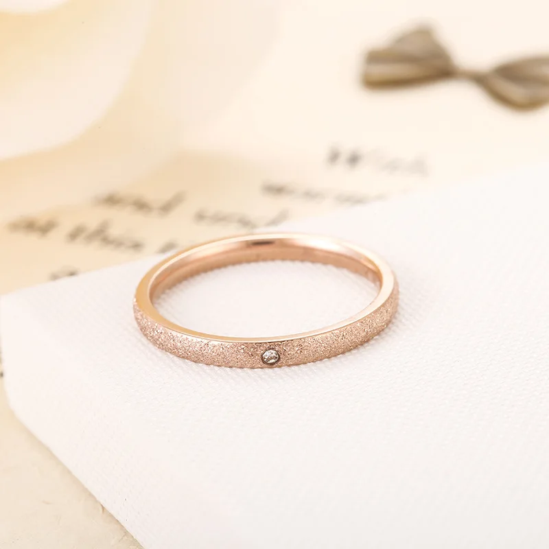 New Design Vintage Frosted Titanium Steel CZ Crystal Ring Rose Gold Engagement Wedding Rings Jewelry For Women Anneau | Украшения и