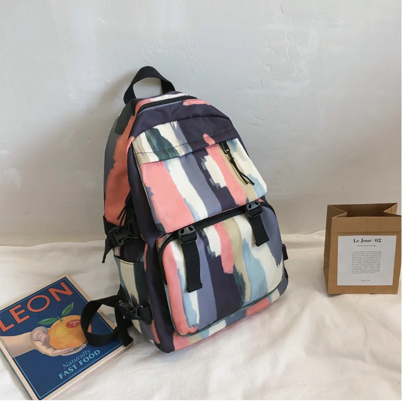

Backpack Women Large Capacity School Backpack Canvas Rucksack Vintage Laptop Travel Bags Oxford Waterproof Camouflage Bag