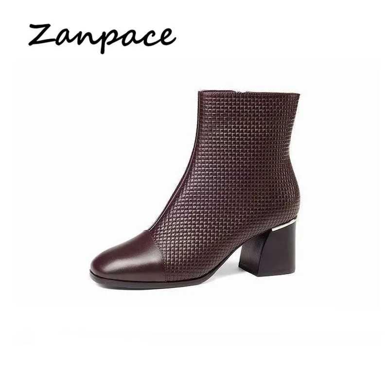 Ботинки женские кожаные на толстом каблуке зимние со шнуровкой теплые 2020 | Обувь