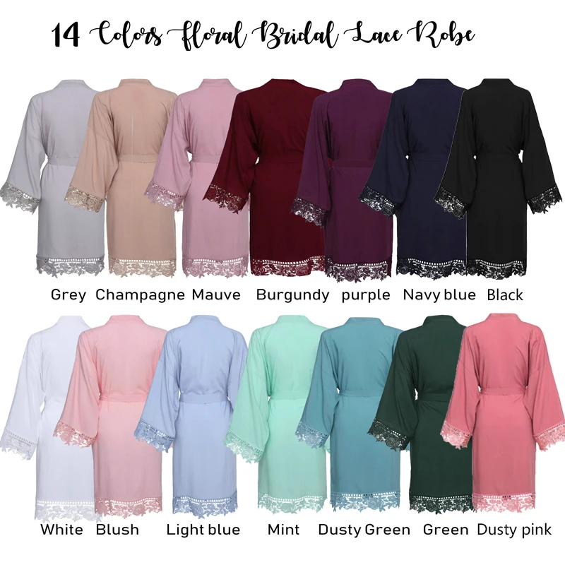 Rayon Cotton Lace Robes Bridesmaid Robes Bride Robe Bridal Robes Bride Women Wedding Robe Bathrobe Bride Sleepwear Plus Size