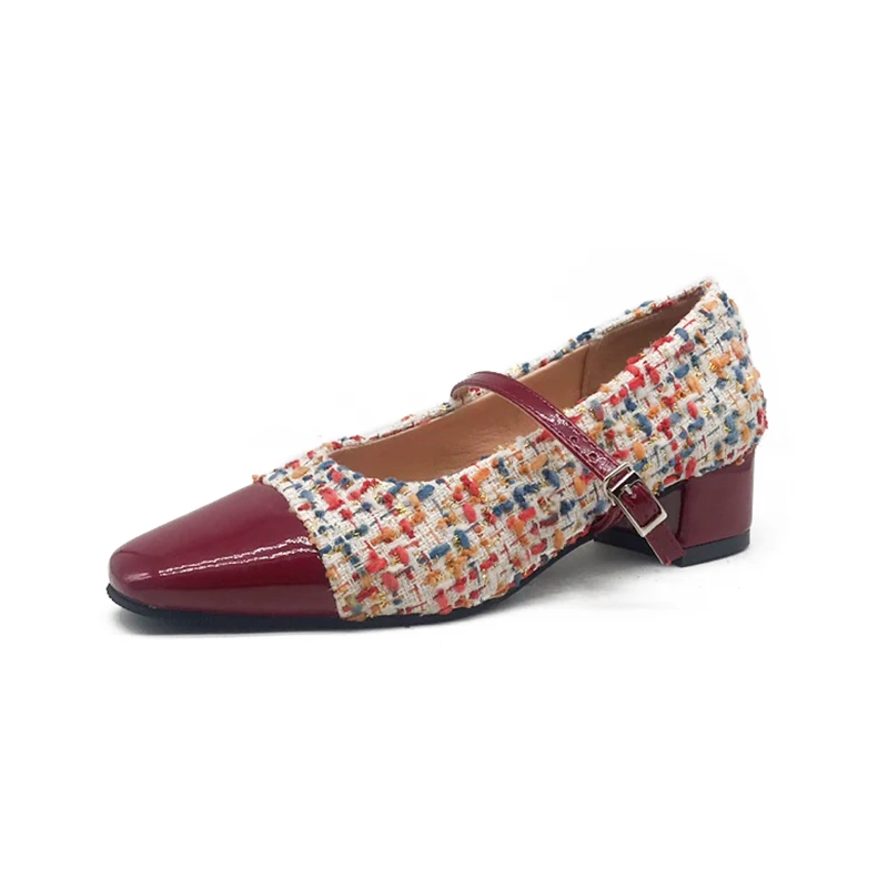 Женские туфли с закрытым носком Туфли Мэри Джейн в стиле ретро квадратным на