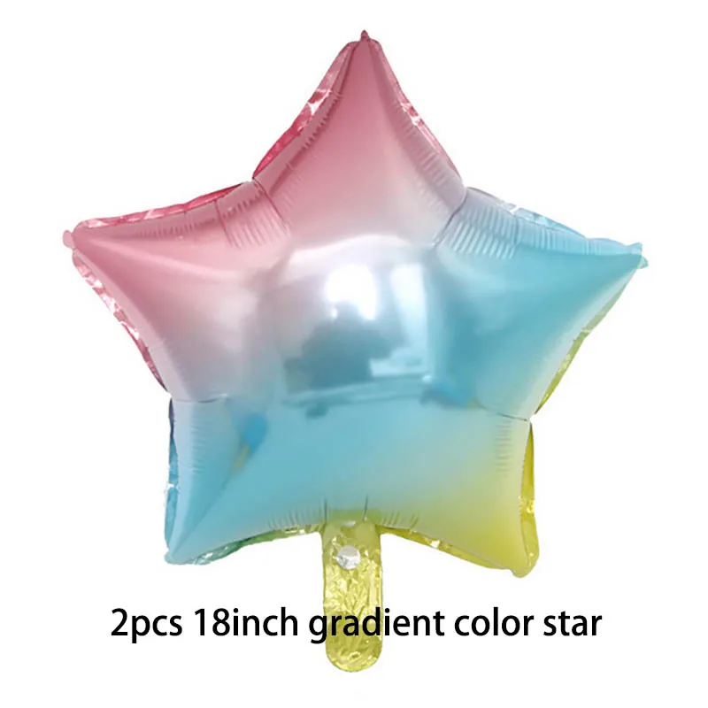 2pcs 18inch star 2 шт. 32 дюймов градиентной радужной расцветки Количество воздушных шаров с мини-Золотая Корона Фольга воздушных шаров в форме единорога День рождения украшения дети клипсы для воздушных шаров - Цвет: 2pcs 18inch star