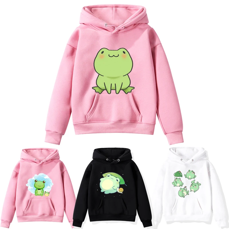 Children Cute Frog Hoodies Boys Girls Anime Sweatshirts Spring Autumn Kids Cartoon Animals Pullovers Toddler Tops Coat Sudadera