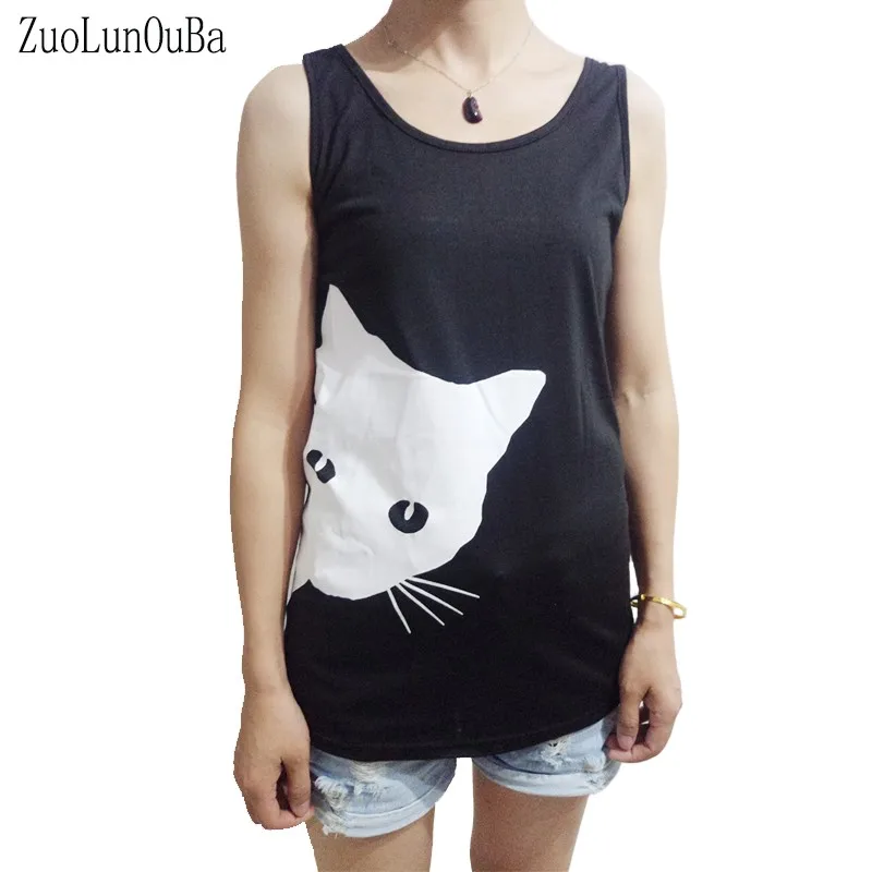 

Летняя женская футболка с рисунком черного кота в стиле Харадзюку