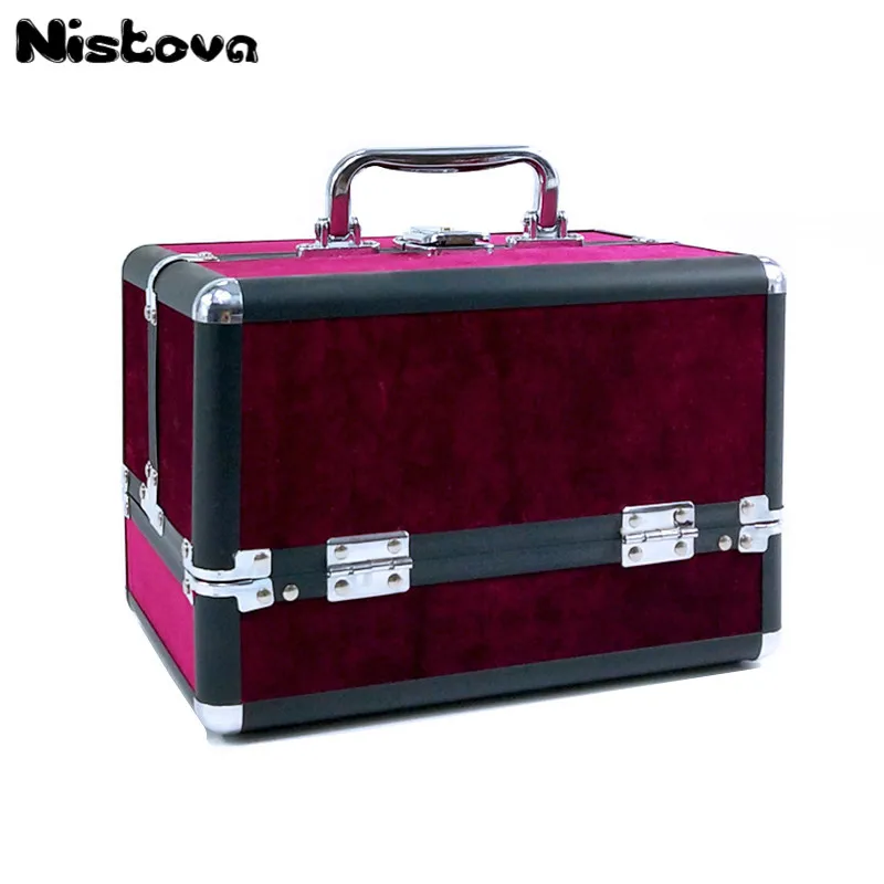 New Professional Aluminum Alloy Large Cosmetic Case Portable Cosmetic Bag Double Open Multi-layer Large Capacity Kit Storage Box