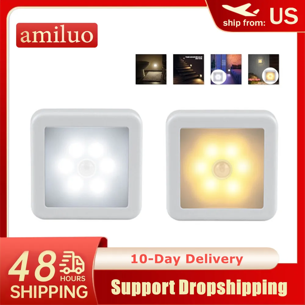 

Night Light Smart Motion Sensor LED Night Lamp Battery Operated WC Bedside Lamp For Room Hallway Pathway Toilet Dropshipping