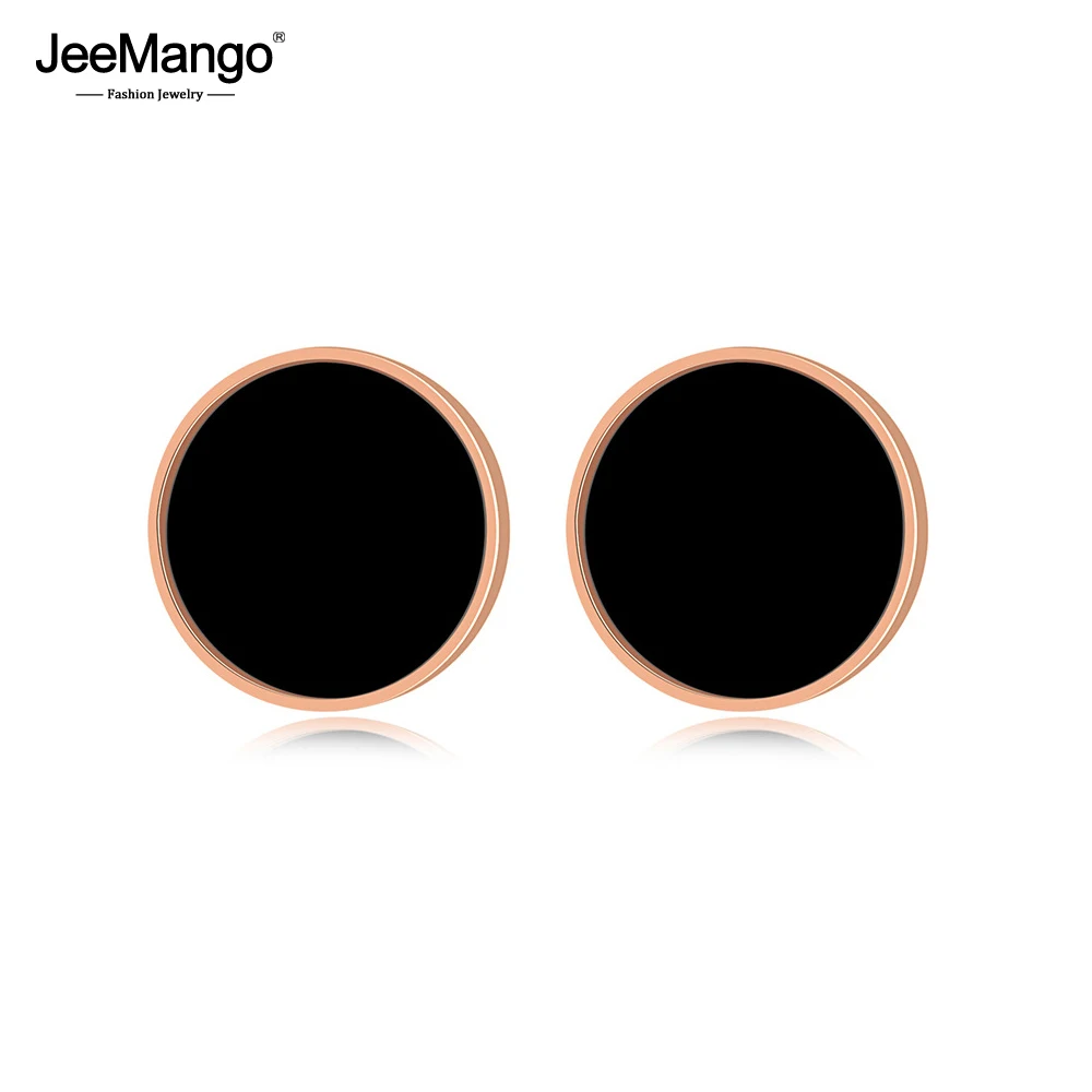 JeeMango Классические Акриловые круглые серьги гвоздики золотого цвета из