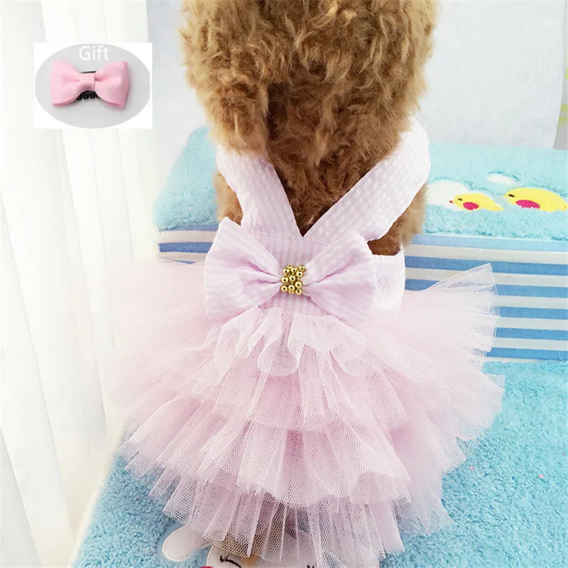 

Bow Wedding Dress for Dog Pet Spring Fashion Dog Clothes with Small Dogs Pet Clothing for Skirt Puppy Sweety Princess Teddy