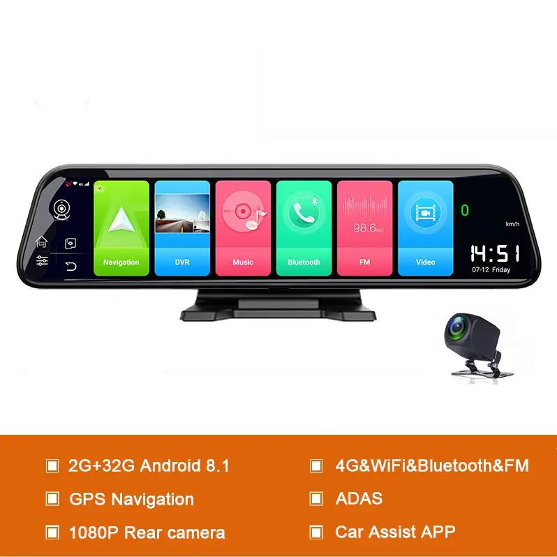 Новые 12 дюймов Android 8,1 Видеорегистраторы для автомобилей Камера gps Navi умное зеркало двойной 1080p Регистраторы Ночное видение Wi-Fi 4G 24 часа в сутки удаленный монитор - Название цвета: D50C Center Console