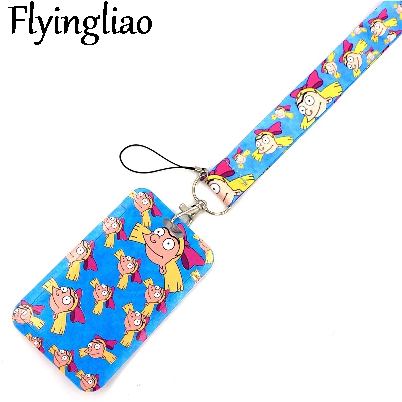 

Funny Girl Cartoon Characters Lanyard Credit Card ID Holder Bag Student Women Travel Card Cover Badge Car Keychain Decorations