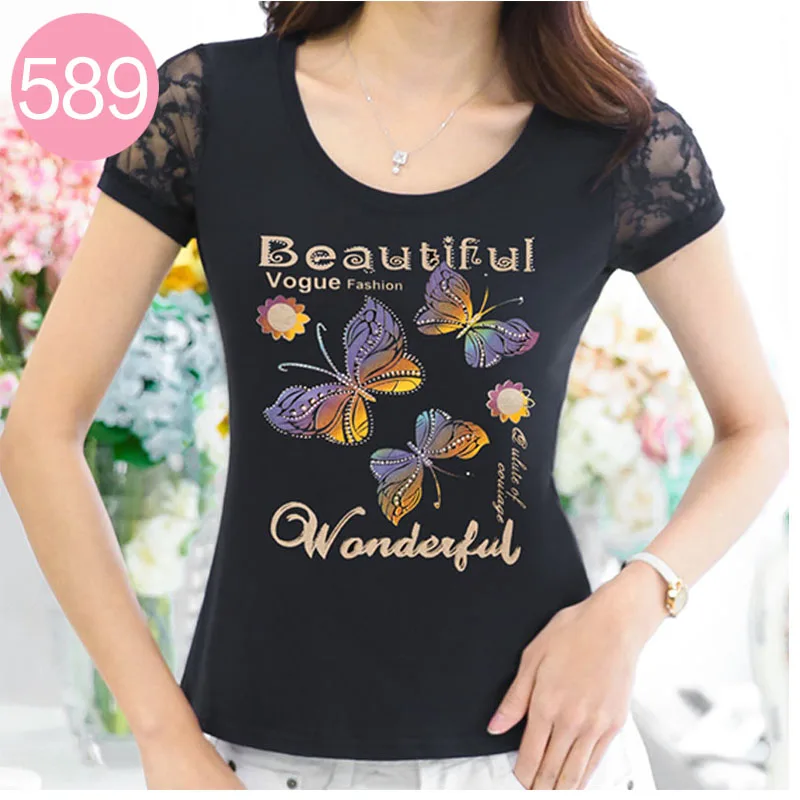 Футболка женская с принтом Стразы топ со стразами одежда для женщин лето