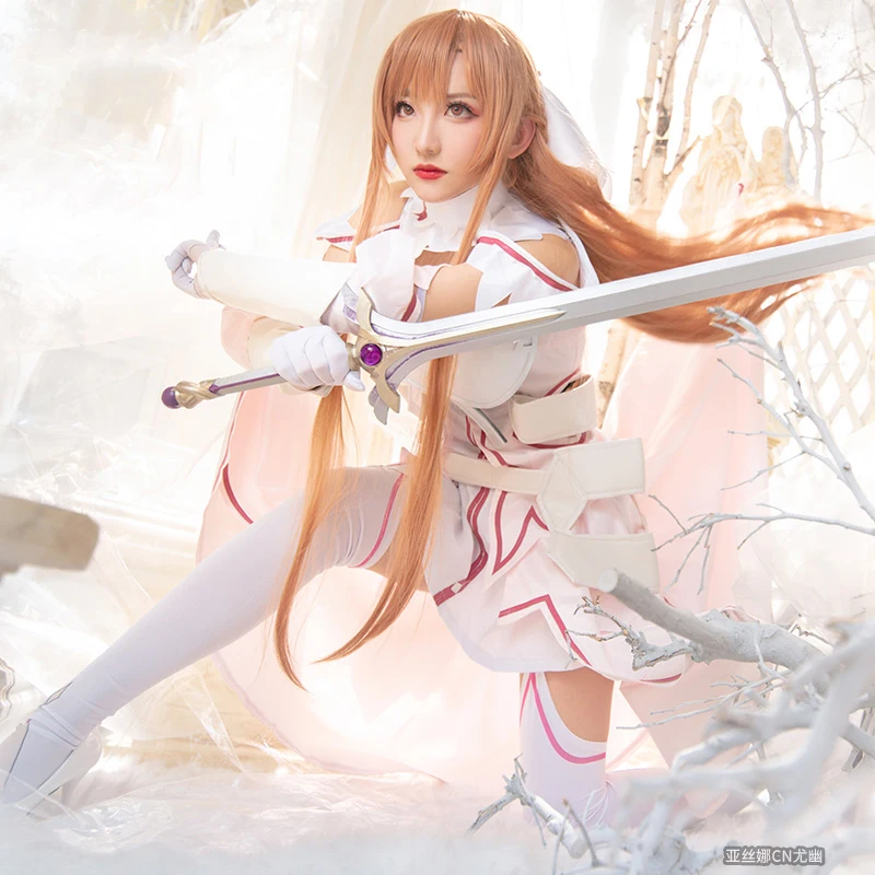 

Anime!Sword Art Online Yuuki Asuna Alicization Next Goddess Dress Animatrix Uniform Cosplay Costume Halloween Suit Free Shipping