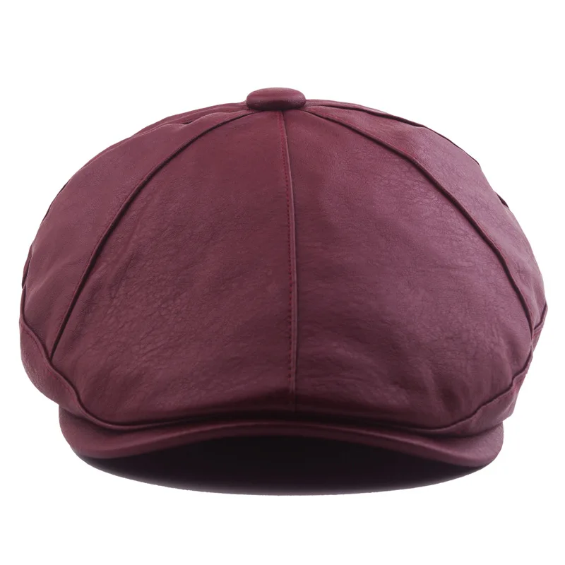 Мужские зимние уличные береты мужские теплые защитные Восьмиугольные из ПУ кожи