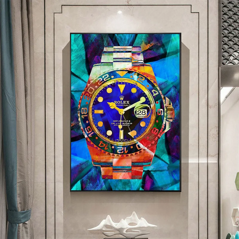 Картина на холсте в скандинавском стиле с цветными часами плакаты и принты