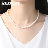 925 silver 8mm freshwater pearl necklace chain for women fashion jewelry