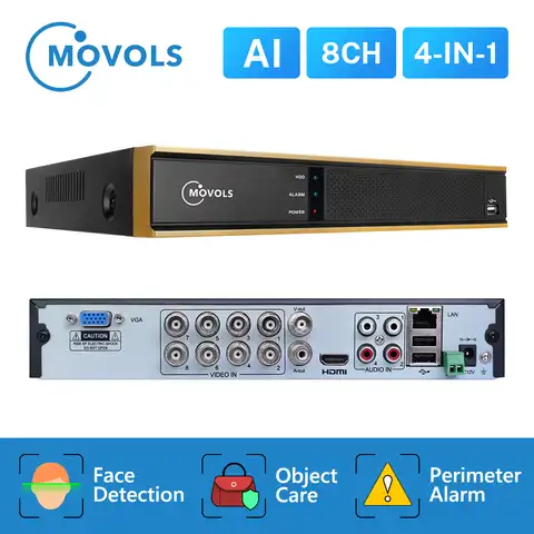 Movols AI 8CH 1080P 5 в 1 видеорегистратор для AHD камеры аналоговая камера IP камера P2P cctv система DVR H.265 VGA HDMI