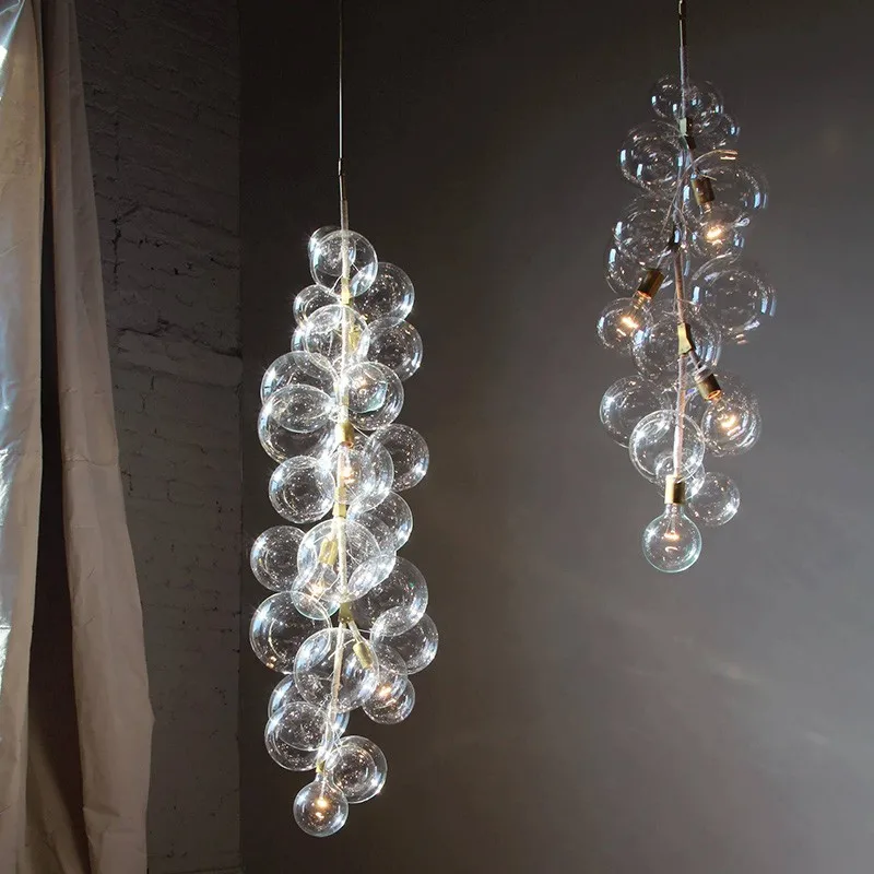 

Modern LED Bubble Pendant Lamp Chandelier Restaurant Bar Villa Hotel Clear Glass Celing lamp Fixture PA0493