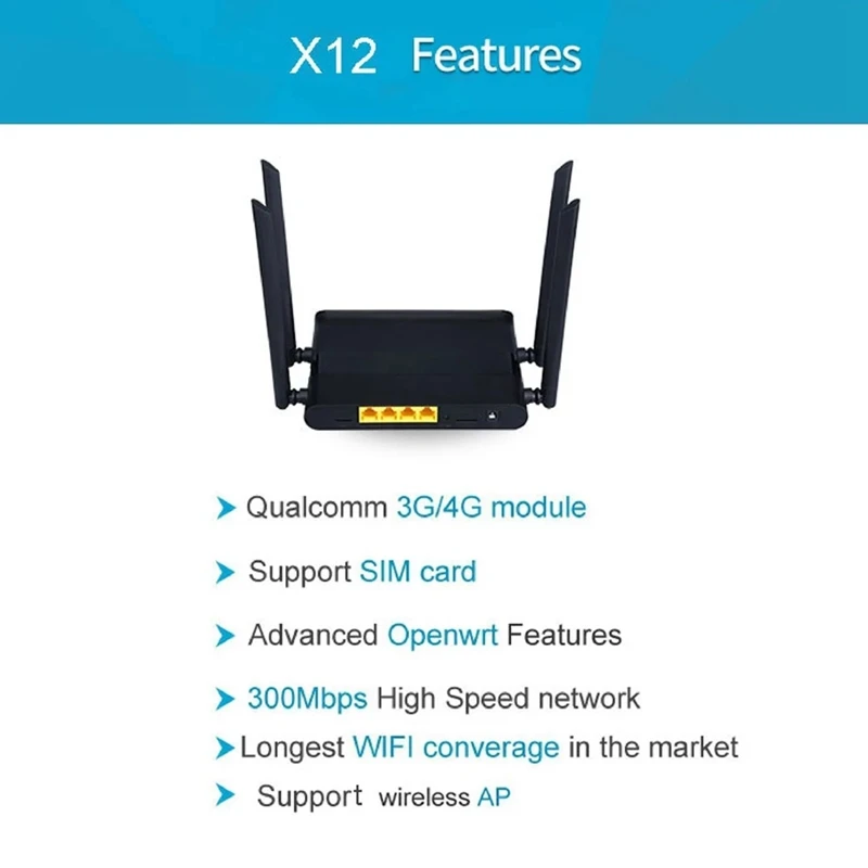 X12 4G/LTE роутер открытый WRT Smart WiFi удлинитель 300 Мбит/с Высокая мощность sim карта
