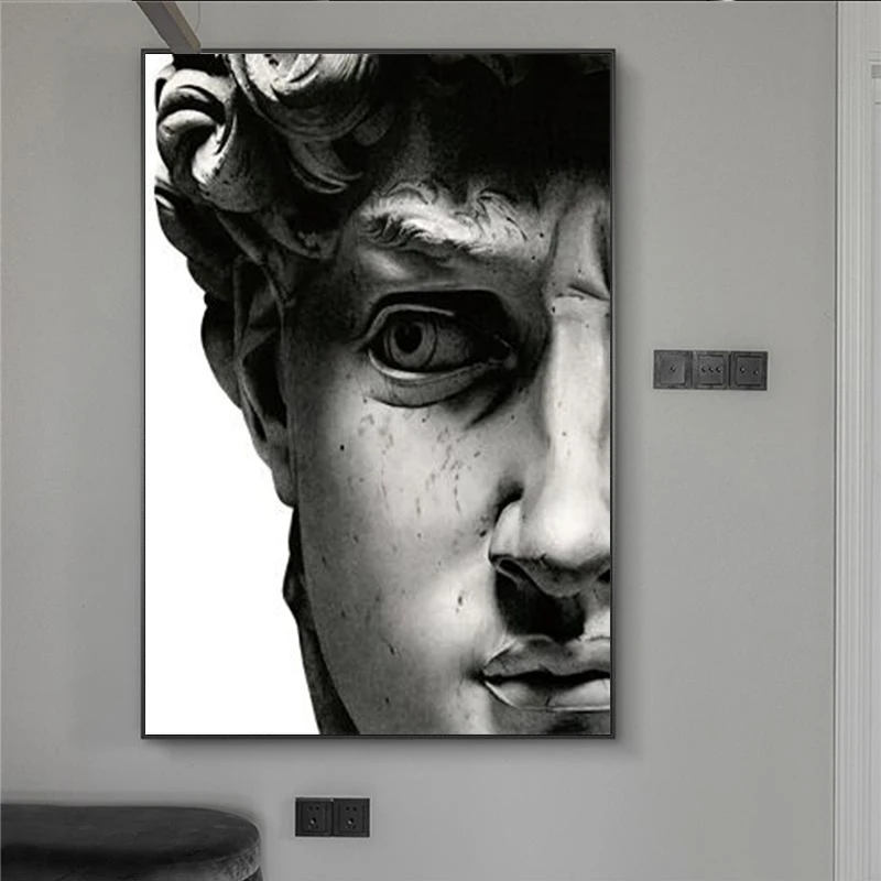 

Nordic Black and White David Head Sculpture Posters And Prints Wall Art Canvas Paintings Pictures Living Room Home Decoration