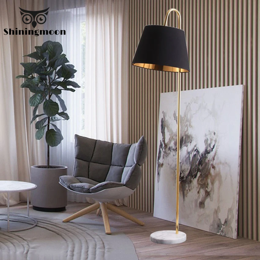 Nordic Loft Led Floor Lamp Black Fabric Lampshades Standing Living Room Bedroom Bedside Decor Desk Modern Lamps | Лампы и освещение