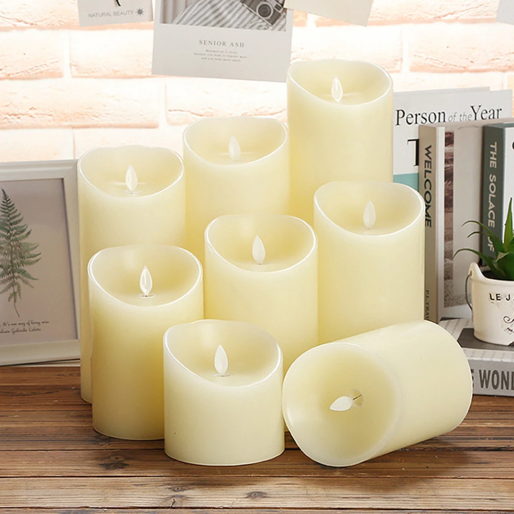 Беспламенная Светодиодная свеча яркая Мерцающая лампа работающая от батарейки