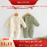 milancel 2021 winter baby rompers fur lining toddler jumpsuits infant ouertwear casual girls clothes