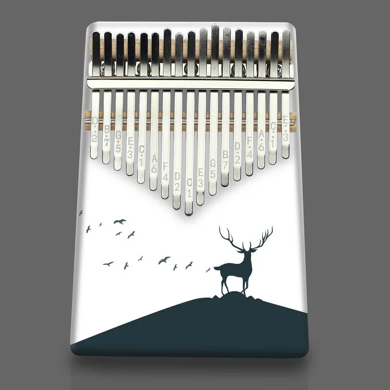 Nice Sound Creative Beginner Finger 17 Tones Kalimba Piano Painted on White Musical Instrument Thumb Whole Wood | Спорт и