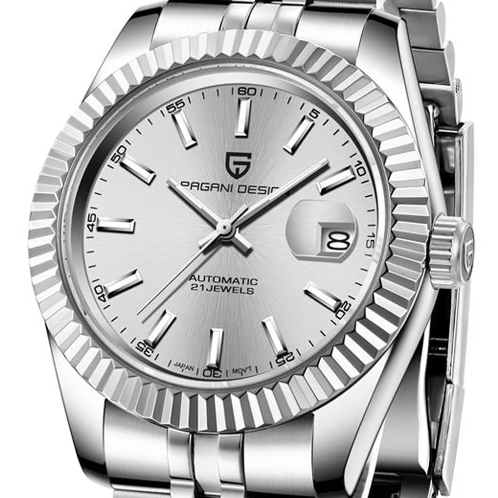 42 мм Pagani Дизайн белый циферблат нержавеющая сталь Ремешок Автоматические