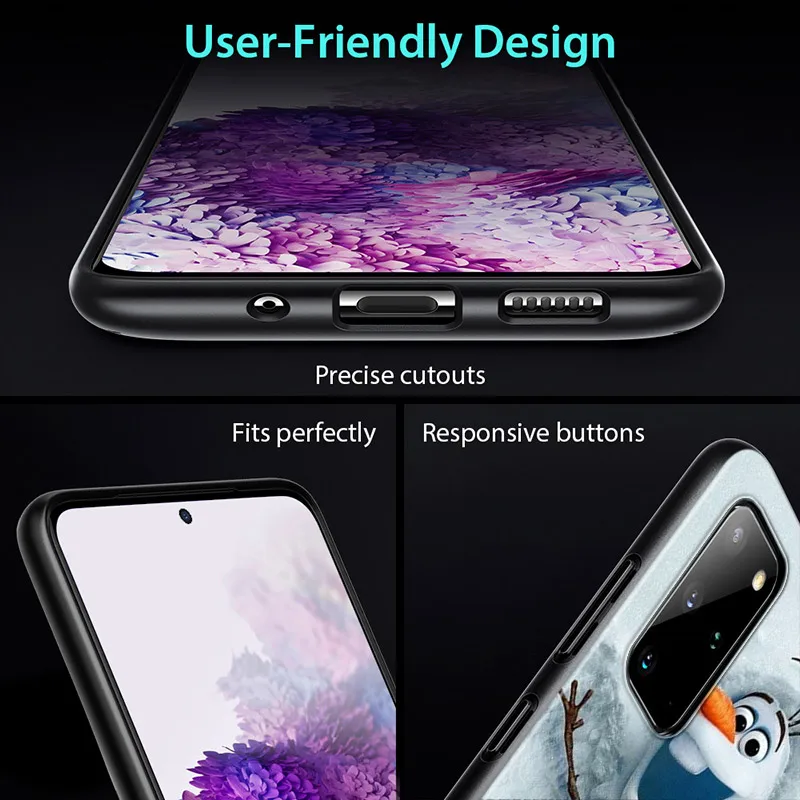 Olaf Snowman Frozen For Samsung Galaxy A73 A33 A72 A71 A52 A51 A22 A12 A32 A21S 4G 5G Silicone Soft Black Phone Case