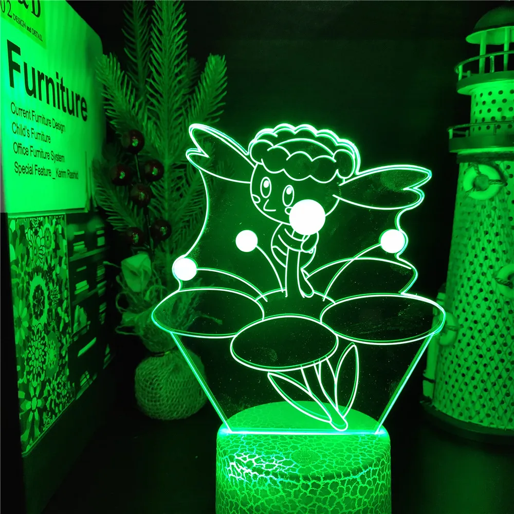 

Anime Pokemon Flabebe Acrylic 3d Lamp Cartoon Led Night Light for Anime Bedside Decor Nightlight Kids Manga Birthday Gift