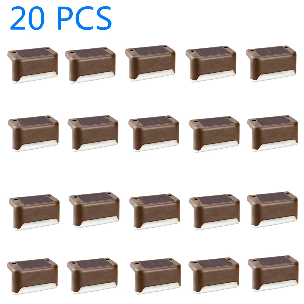 

20PCS Path Stair Outdoor Waterproof Wall Light Garden Landscape Step Deck Lights Balcony Fence Solar Lights Solar LED Lamp
