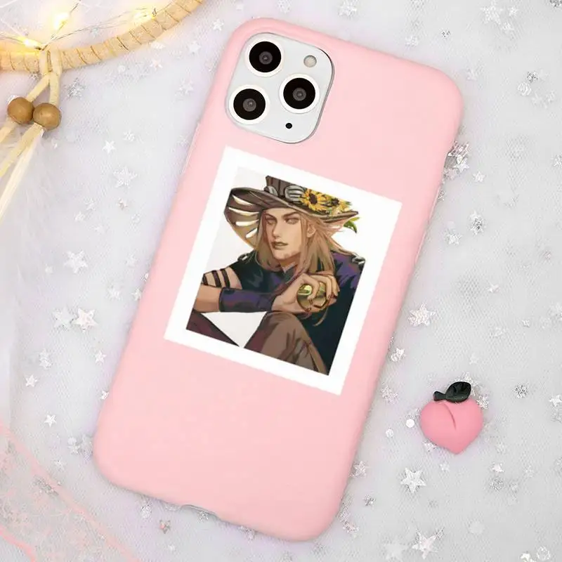 

JOJOS BIZARRE ADVENTURE JoJo Anime Phone Case Candy Color Pink for iPhone 11 pro XS MAX 8 7 6 6S Plus X 5S SE 2020 XR