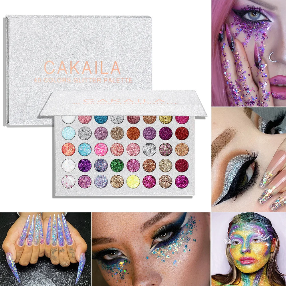 

Professional 40 Colors Metallic Glitter Sequins Eyeshadow Palette CAKAILA Cement Eye Shadow Plate Women Korea Makeup Comestics