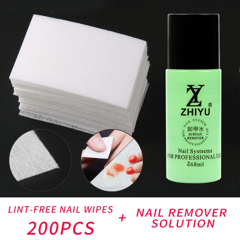New 200 PCS-solution 100 шт. безворсовые ватные диски для ногтей салфетки для маникюрный гель для ногтей для удаления лака обертывания хлопок Жидкость для снятия лака для ногтей инструменты для ногтей - Цвет: New 200 PCS-solution