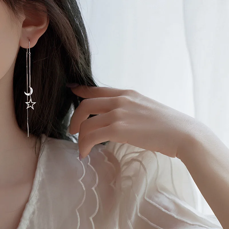 

Korean Fashion Star Moon Long Tassel Dangle Earrings for Women Trendy Exquisite Temperament Earrings Jewelry