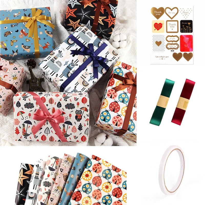 Wrapping Paper 6 Sheets Recyclable Gift Wrap 70X 50cm for Boys Girls Kids Childrens Christmas | Дом и сад
